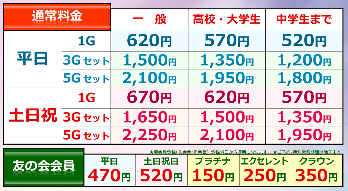 幸田セントラルボウル料金表